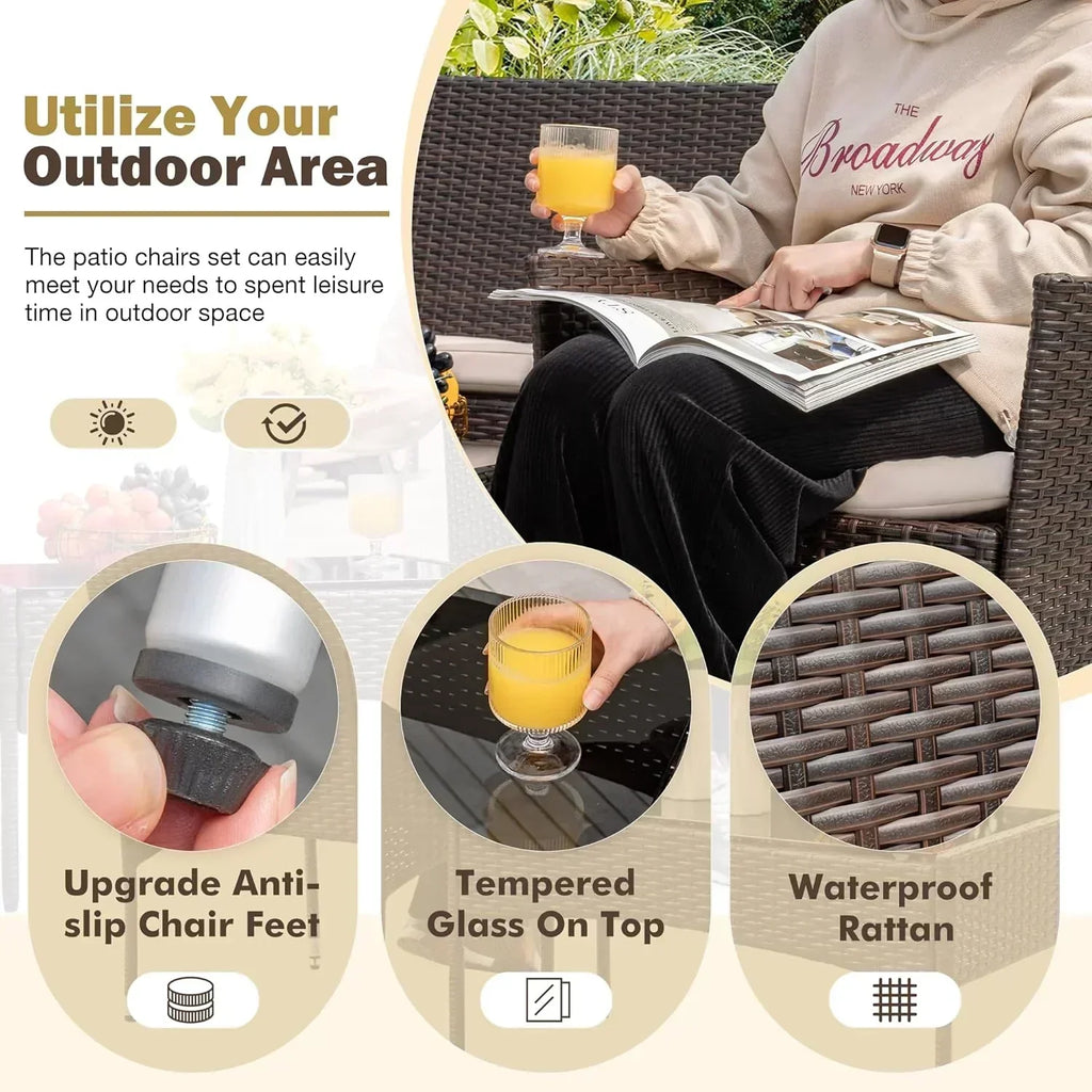 Homall 4-piece outdoor patio furniture set rattan chair wicker set wourant