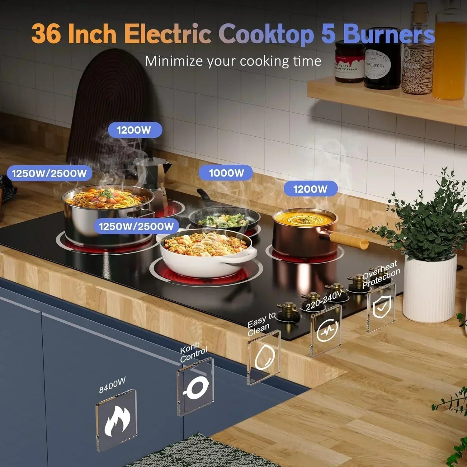 Electric Cooktop 30 Inch - 5 Burners Built-in Ceramic Cooktop 30" Electric Stove Top wourant