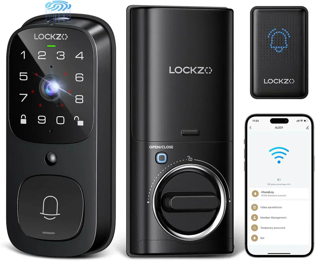 Video Smart Lock with Doorbell Keyless Entry Door Lock Built-in WiFi Camera Front Door wourant