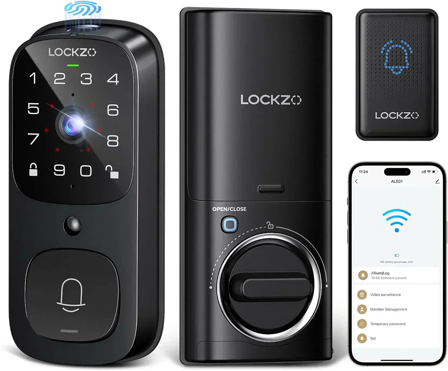 Video Smart Lock with Doorbell Keyless Entry Door Lock Built-in WiFi Camera Front Door wourant