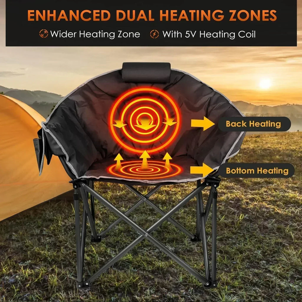 Heated Camping Chair Extra Large Heated Chair Outdoor Sports Chair with 3 Heat Levels on Back wourant