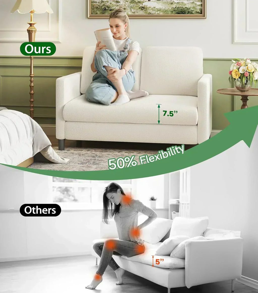 Loveseat Sofa 51" Love Seat Comfy Corduroy Small Loveseat Tool-Free Setup Couch wourant