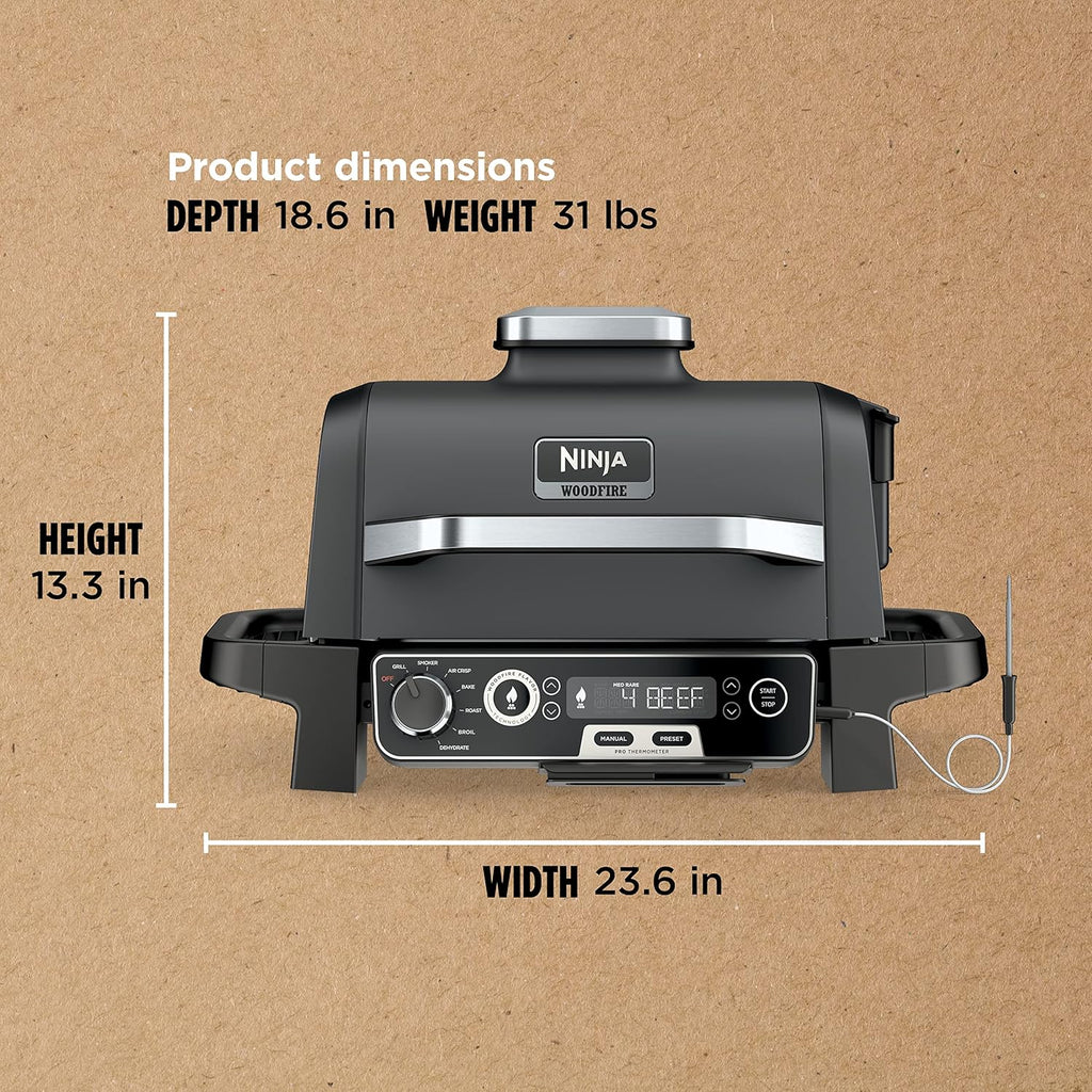 OG751 Woodfire Pro Outdoor Grill Built-In Thermometer 7-in-1 Master Grill BBQ Smoker Air Fryer wourant
