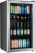 hOmeLabs Beverage Refrigerator and Cooler Mini Fridge with Glass Door for Soda Beer or Wine wourant