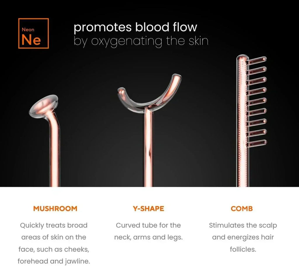 NuDerma Professional Skin Therapy Wand Portable Skin Therapy Machine with 6 Neon Argon Wands wourant