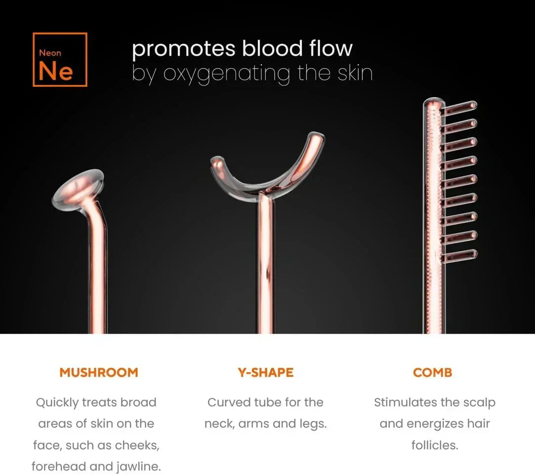 NuDerma Professional Skin Therapy Wand Portable Skin Therapy Machine with 6 Neon Argon Wands wourant