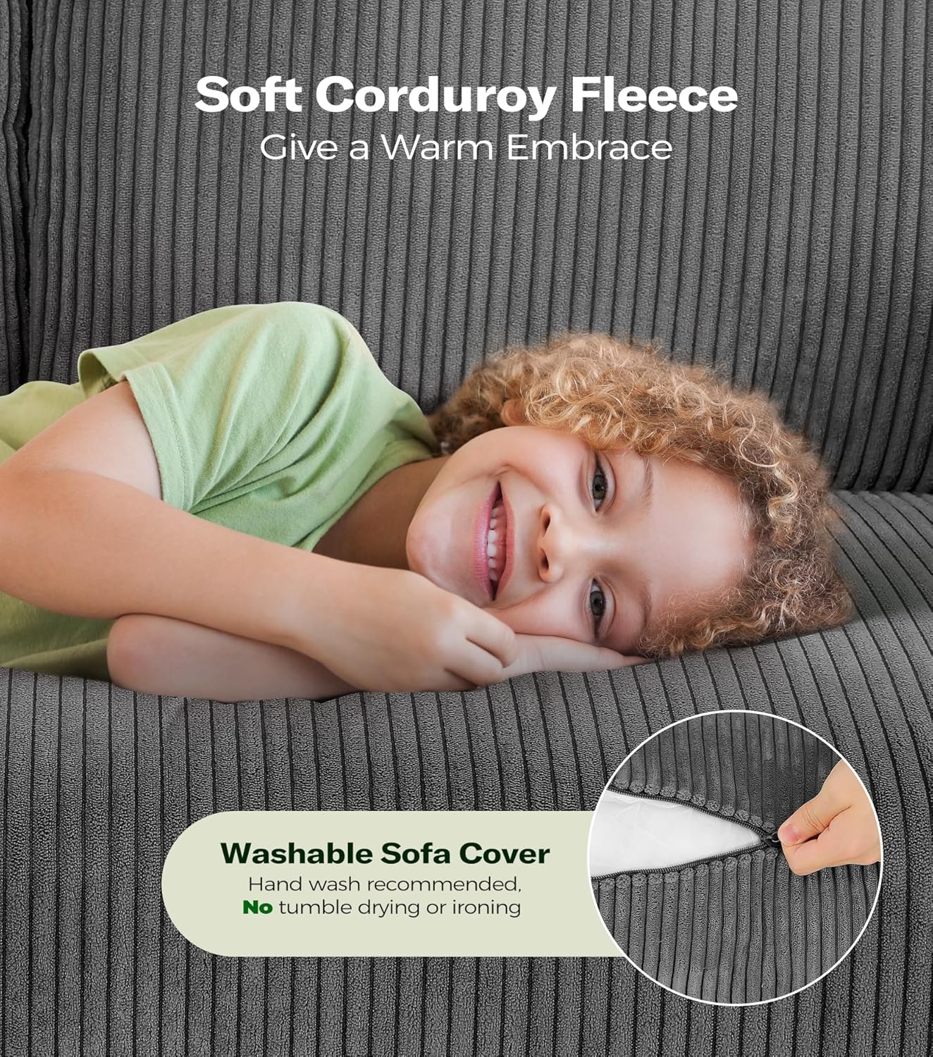 Loveseat Sofa 51" Love Seat Comfy Corduroy Small Loveseat Tool-Free Setup Couch wourant