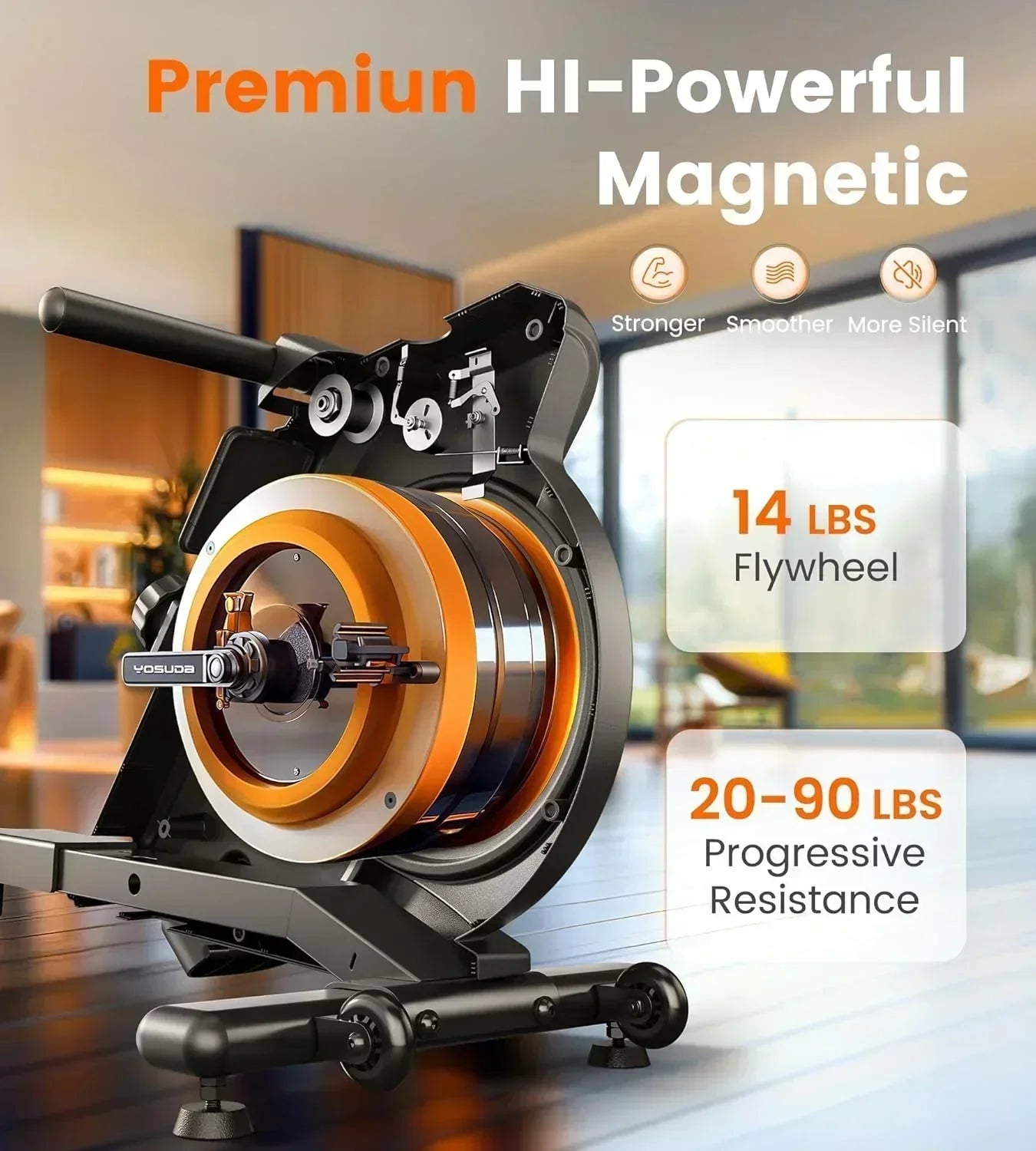 YOSUDA Home Magnet/Water Resistance Rowing Machine Support Bluetooth and Applications wourant
