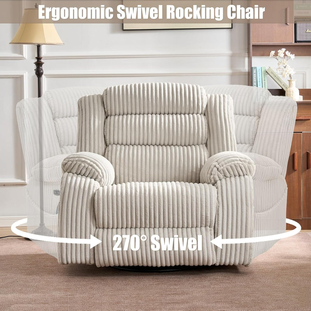 Electric rotary rocker lounge chair for adults with massage and calories USB charging ports wourant