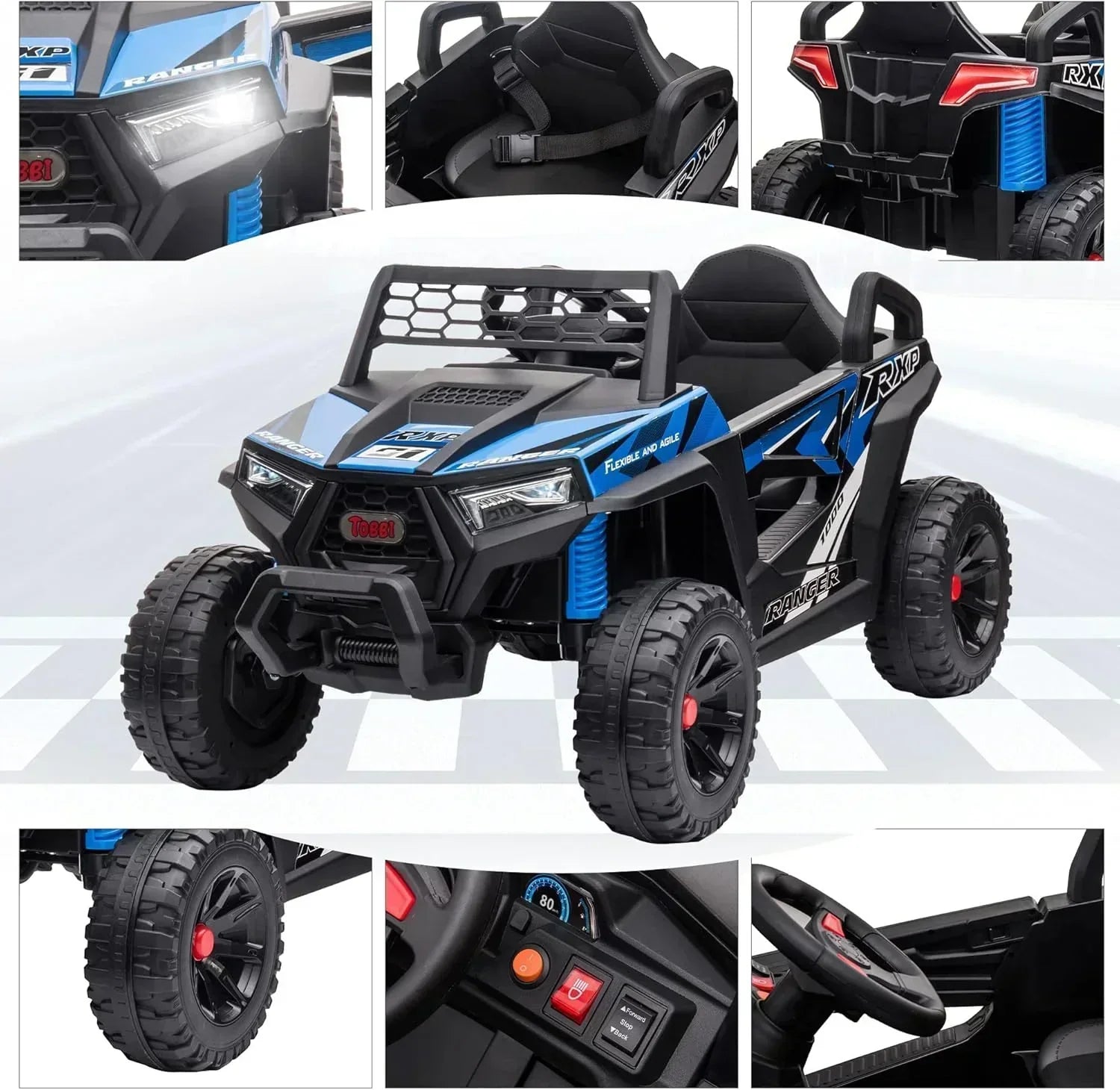 TOBBI 12V Kids Ride on Car Electric Off-Road UTV Truck with Diverse Functions Double Open Doors wourant
