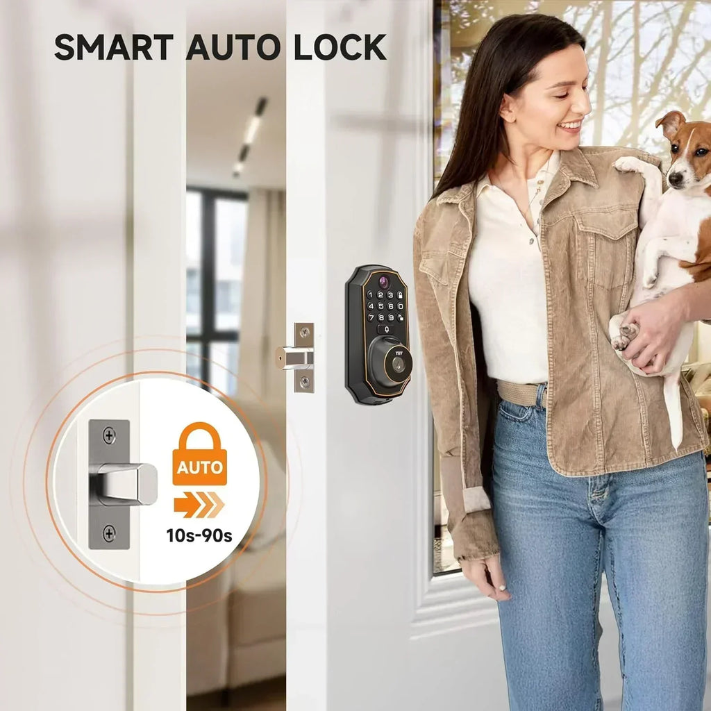 Keyless Entry Door Lock with Camera Fingerprint Smart Door Lock with App Remote Control wourant