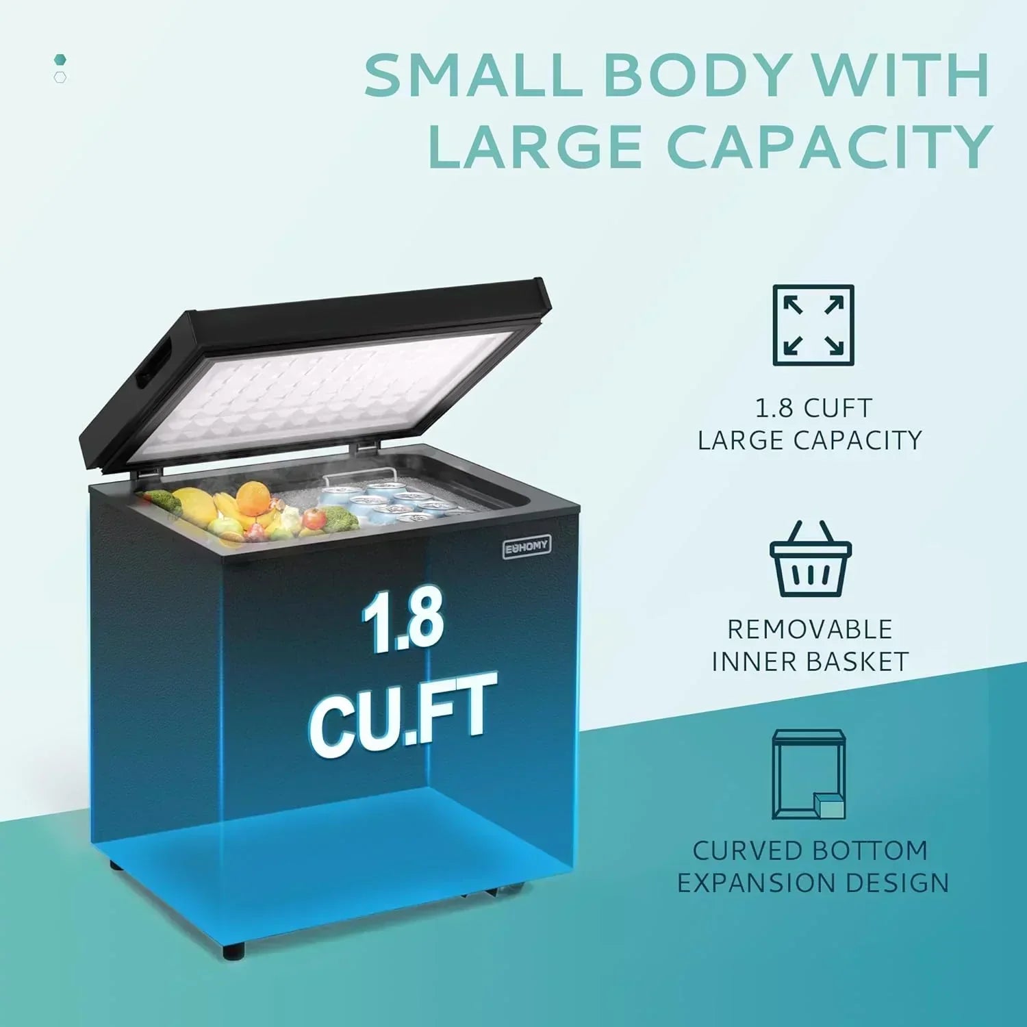 EUHOMY 3.5 Cu.Ft Chest Freezer with Removable Basket Small Deep Freezer Adjustable 7 Thermostat wourant