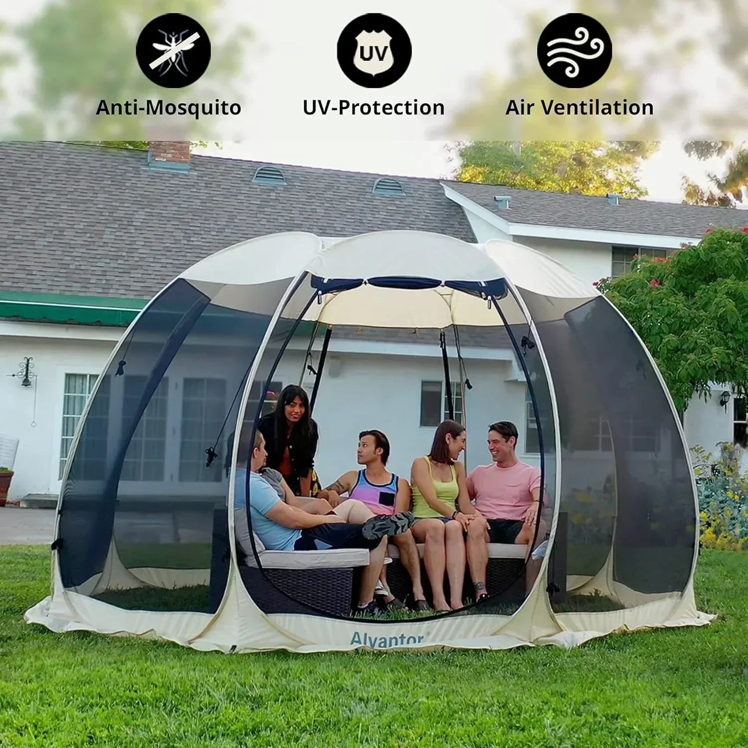 Alvantor Screen House Gazebo Pop Up Igloo Screened Canopy Tent with Mosquito Netting Sides wourant