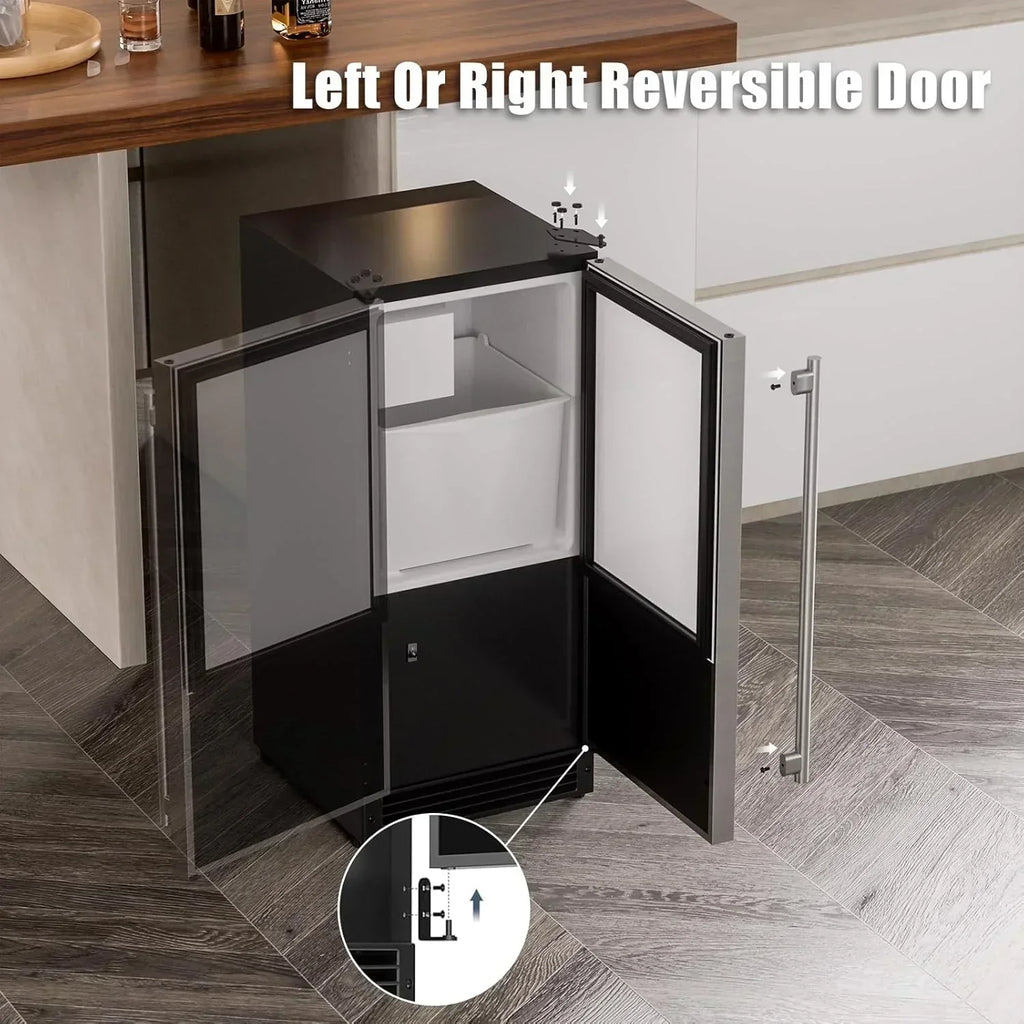 COTLIN 15" W Drainless Under Counter Ice Maker 22 LBS Storage Bin Free Standing wourant