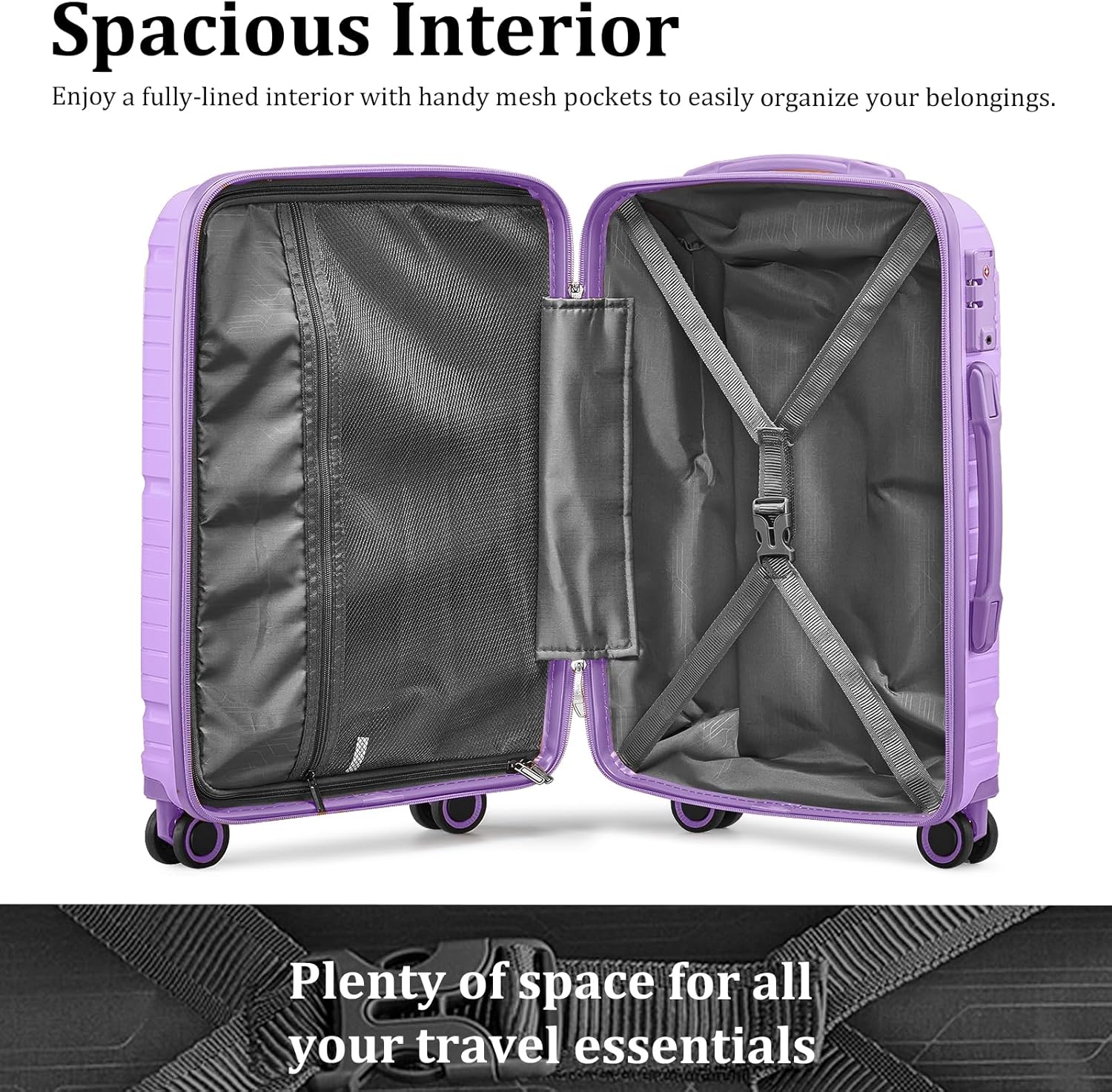 5-piece PP hardshell lightweight travel carry-on luggage set with dual spinner wheels wourant