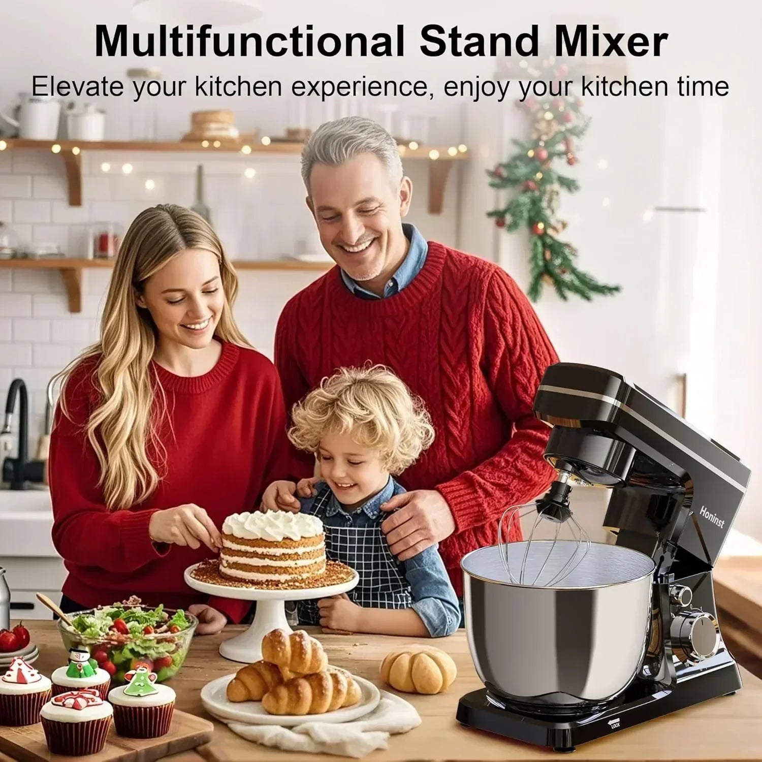 10-Speed Stand Mixer with 8-in-1 Splash Guard Tilt Head 6-Quart Stainless Steel Bowl wourant