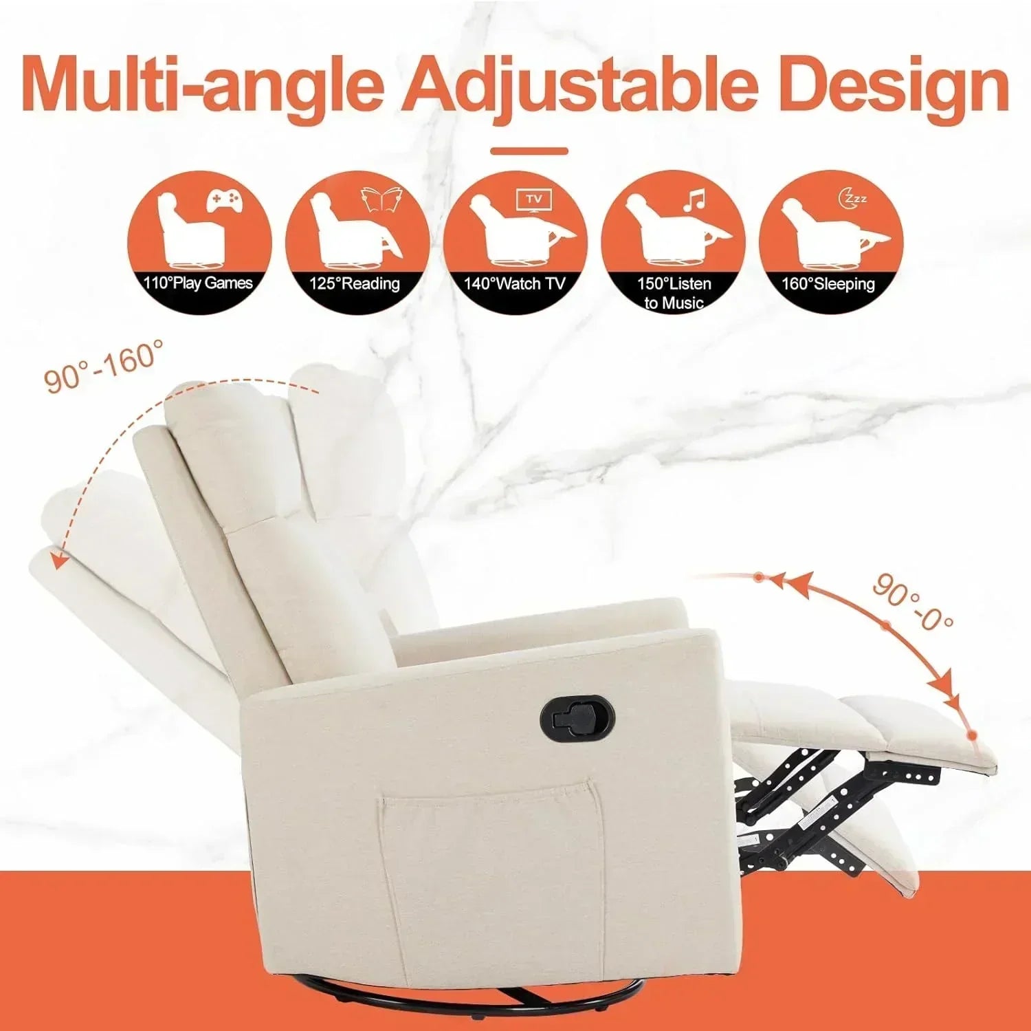 Sweetcrispy Massage Recliner Chair for Adults Adjustable Home Theater Seating wourant