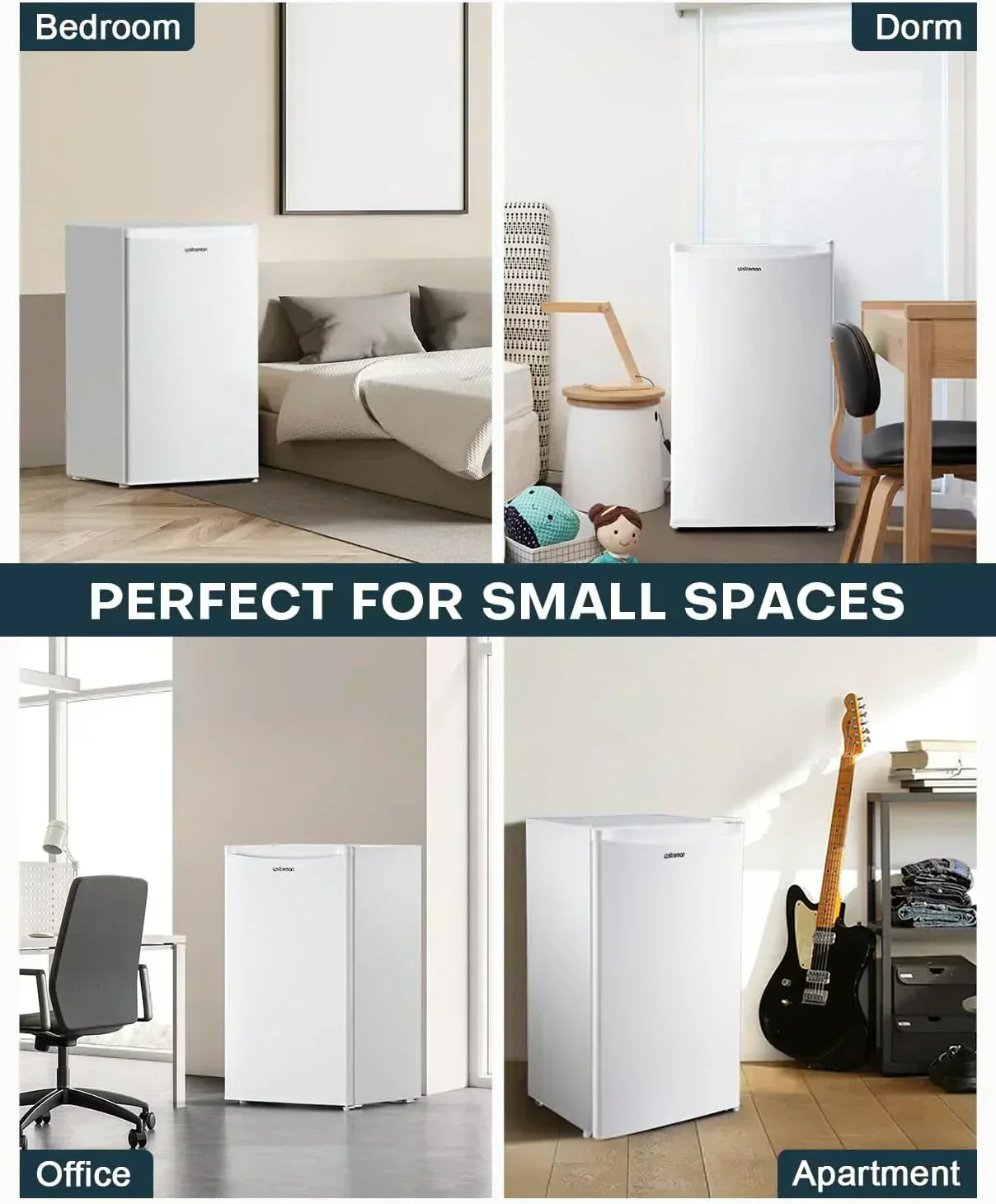 Upstreman 3.2 Cu.Ft Mini Fridge Freezer Single Door Fridge Dorm Fridge Adjustable Thermostat wourant