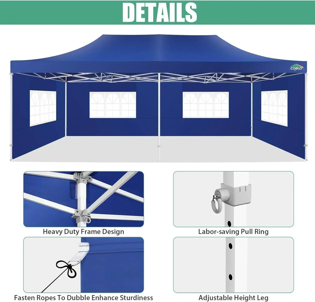COBIZI 10x20 Heavy Duty Pop up Canopy Tent 6 sidewalls Commercial Canopy Wedding Party Tents wourant