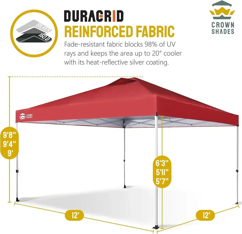 10x10 Pop-Up Awning One-Click Installation Beach Tent Outdoor Sunshade Silver Coated Top wourant