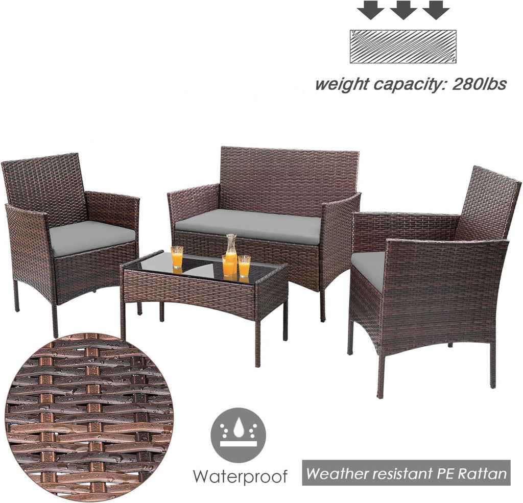 4 piece outdoor patio furniture set rattan chair wicker set wourant