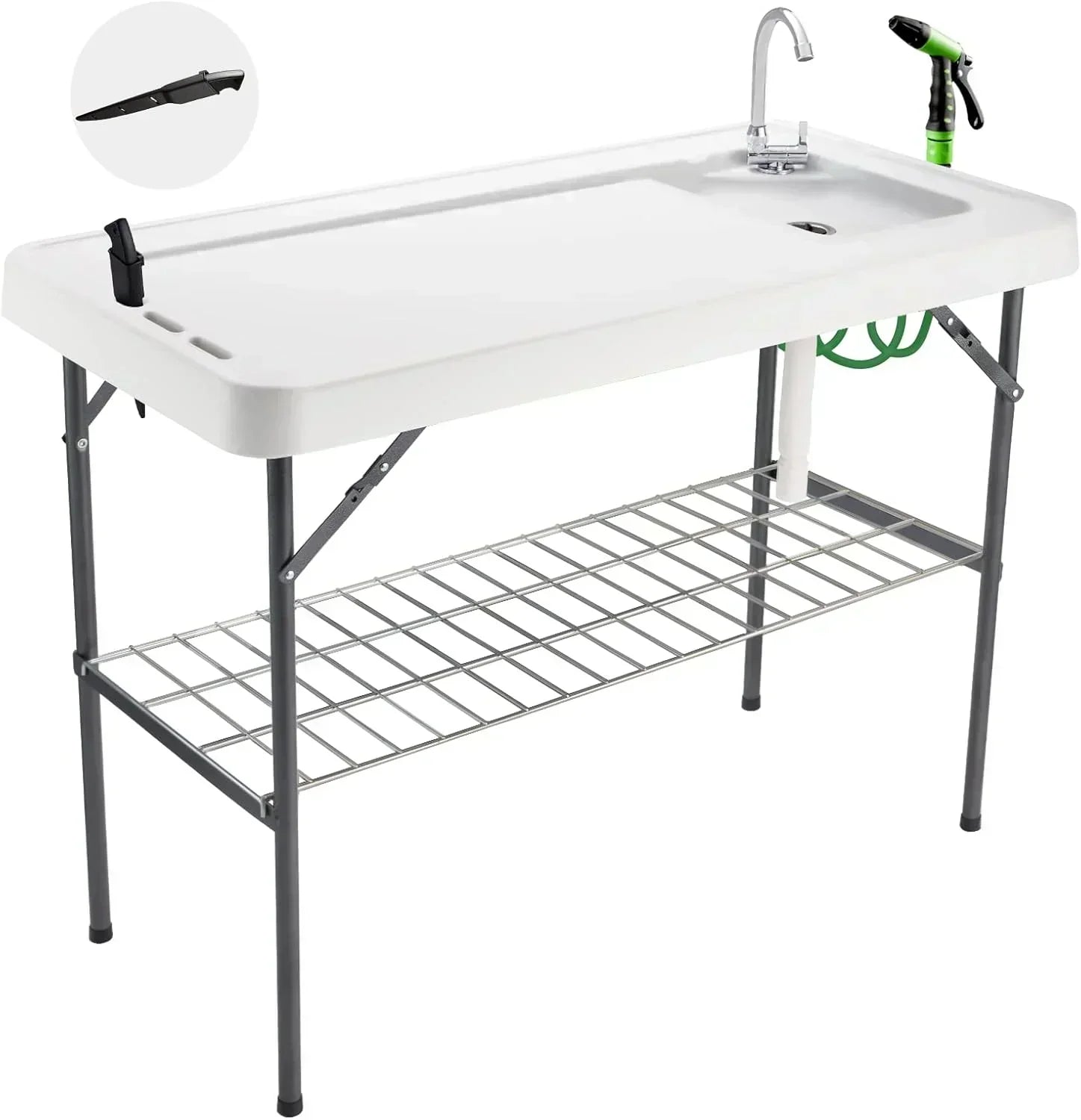 Folding Fish Cleaning Table Portable Camping Sink Table Outdoor Fish Fillet Cleaning Station wourant