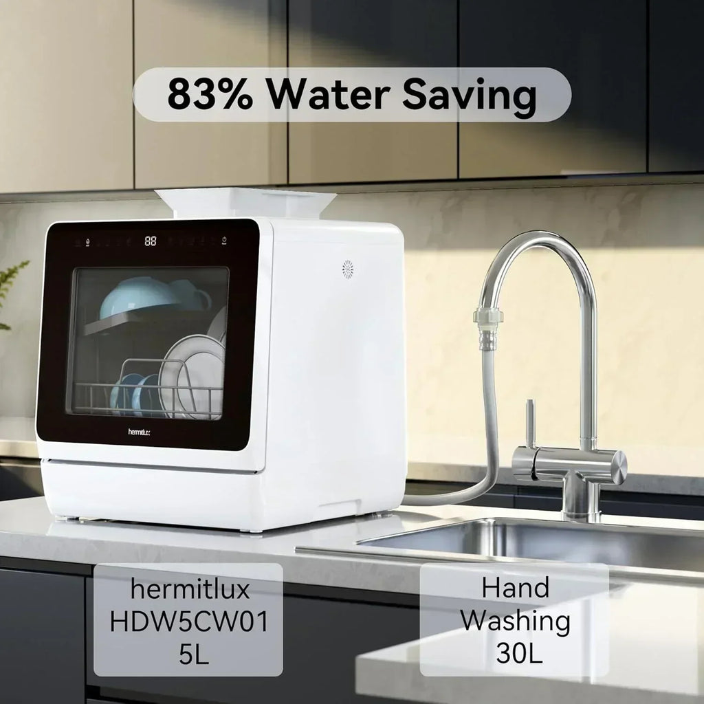 Hermitlux tabletop dishwasher 7 wash programs portable mini dishwasher wourant
