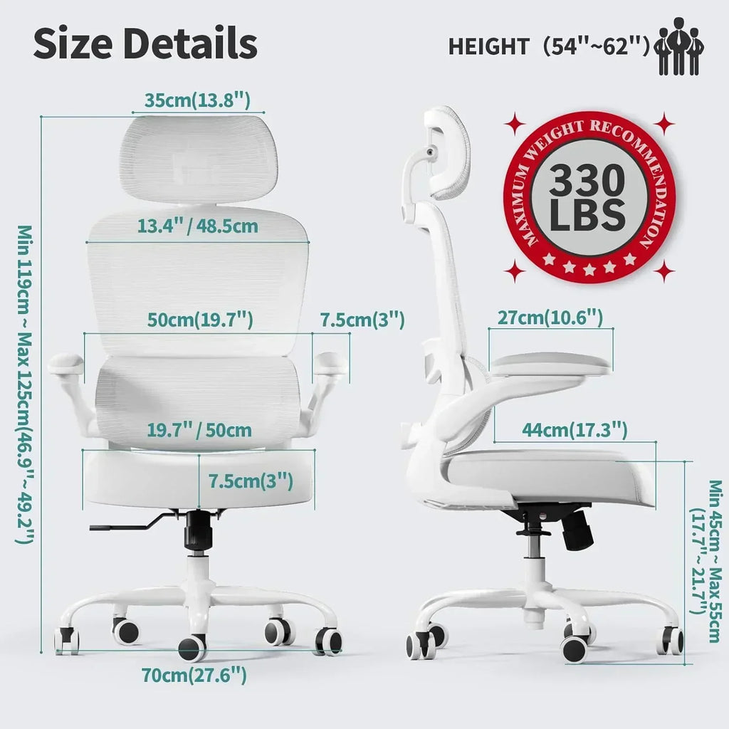 Office Chair Ergonomic Desk Chair 330 lbs Home Mesh Desk Chair Comfortable Gaming Chair wourant