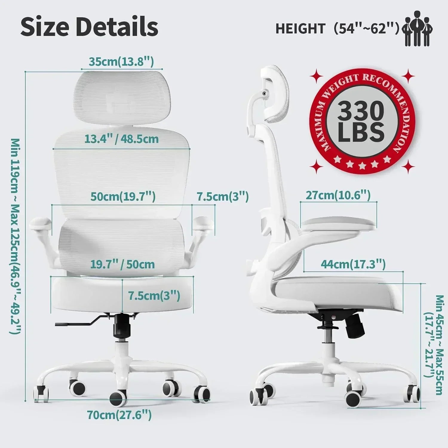 Office Chair Ergonomic Desk Chair 330 lbs Home Mesh Desk Chair Comfortable Gaming Chair wourant