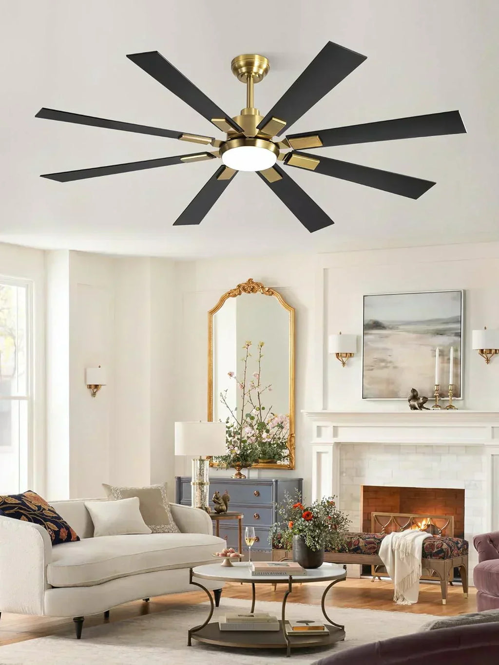 Zmishibo 72-inch large ceiling fan with lighting and remote indoor/outdoor wourant