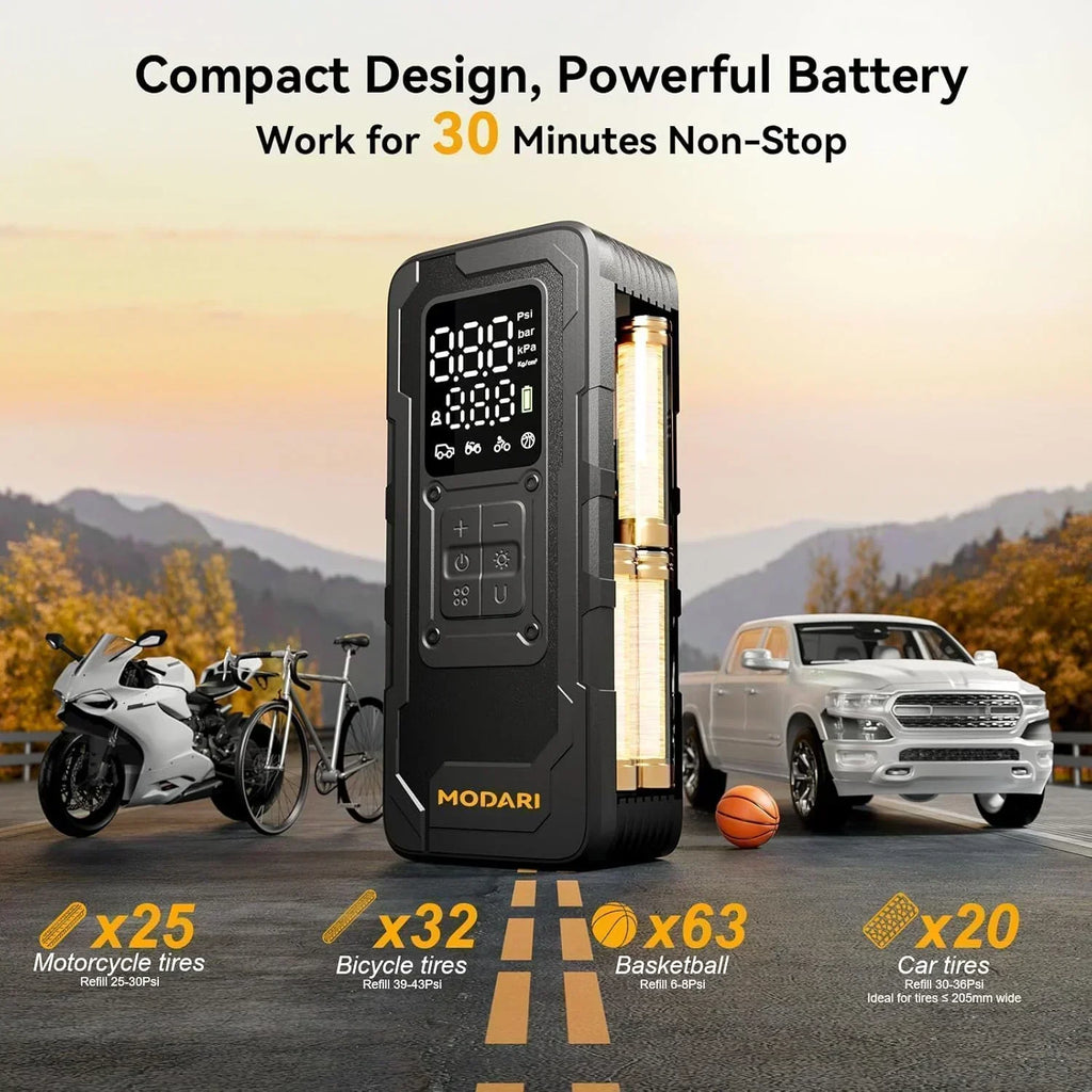 Tire Inflator Portable Air Compressor 4x Speed 160 PSI Cordless Tire Inflator with Pressure Gauge wourant