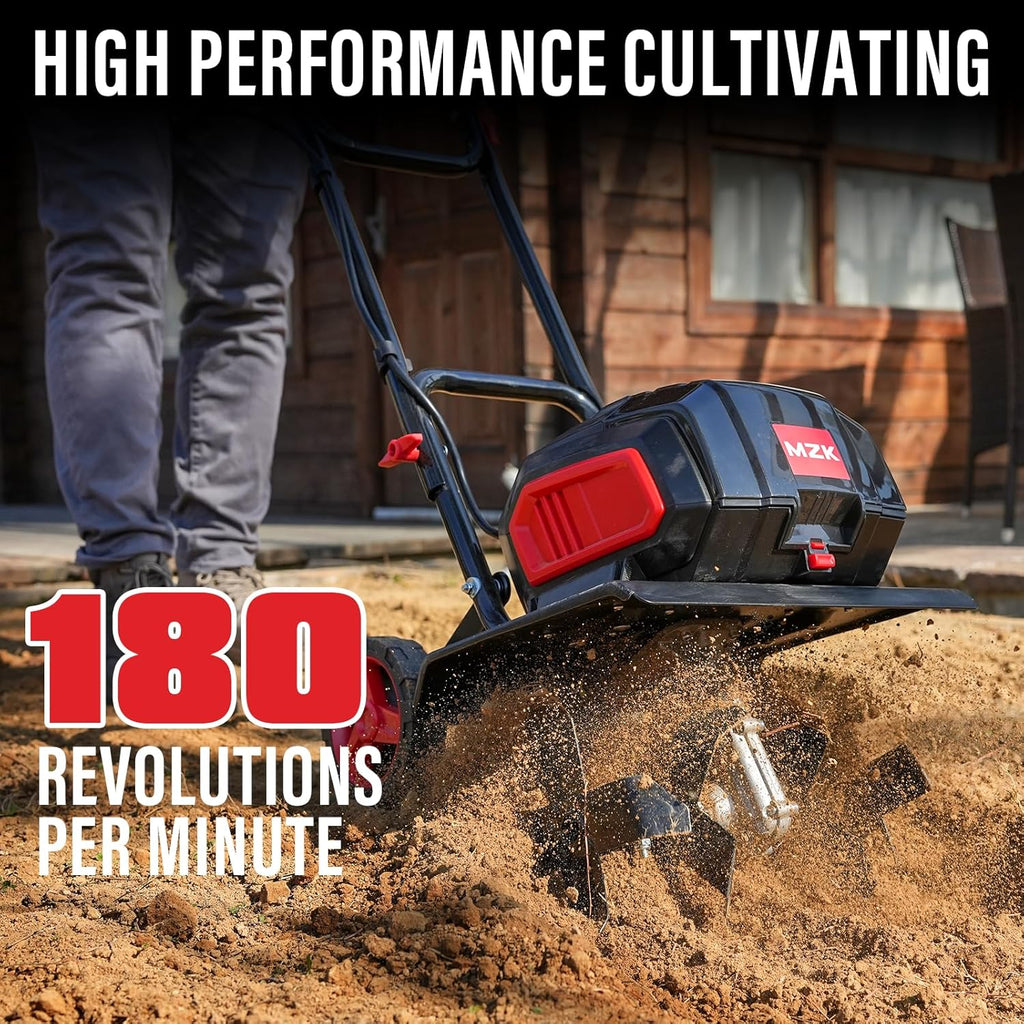 MZK 40V 12-inch Cordless Garden Tiller Battery Powered Garden Cultivator 2 x 4.0Ah Battery wourant