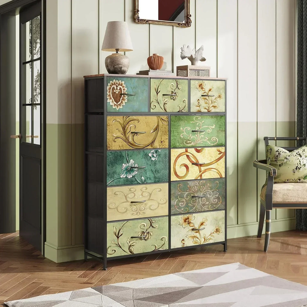 Storage Organizer Unit 11 Fabric Bins Storage Drawers Organizer Steel Frame Tall Storage Tower wourant