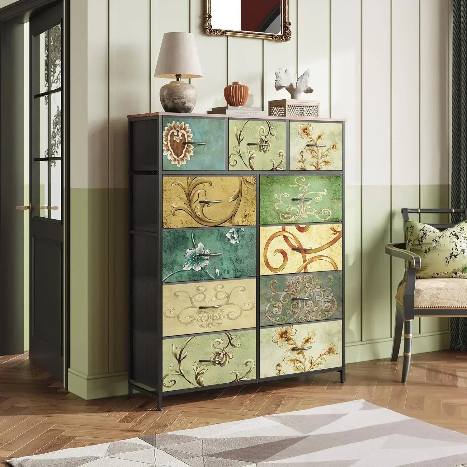 Storage Organizer Unit 11 Fabric Bins Storage Drawers Organizer Steel Frame Tall Storage Tower wourant