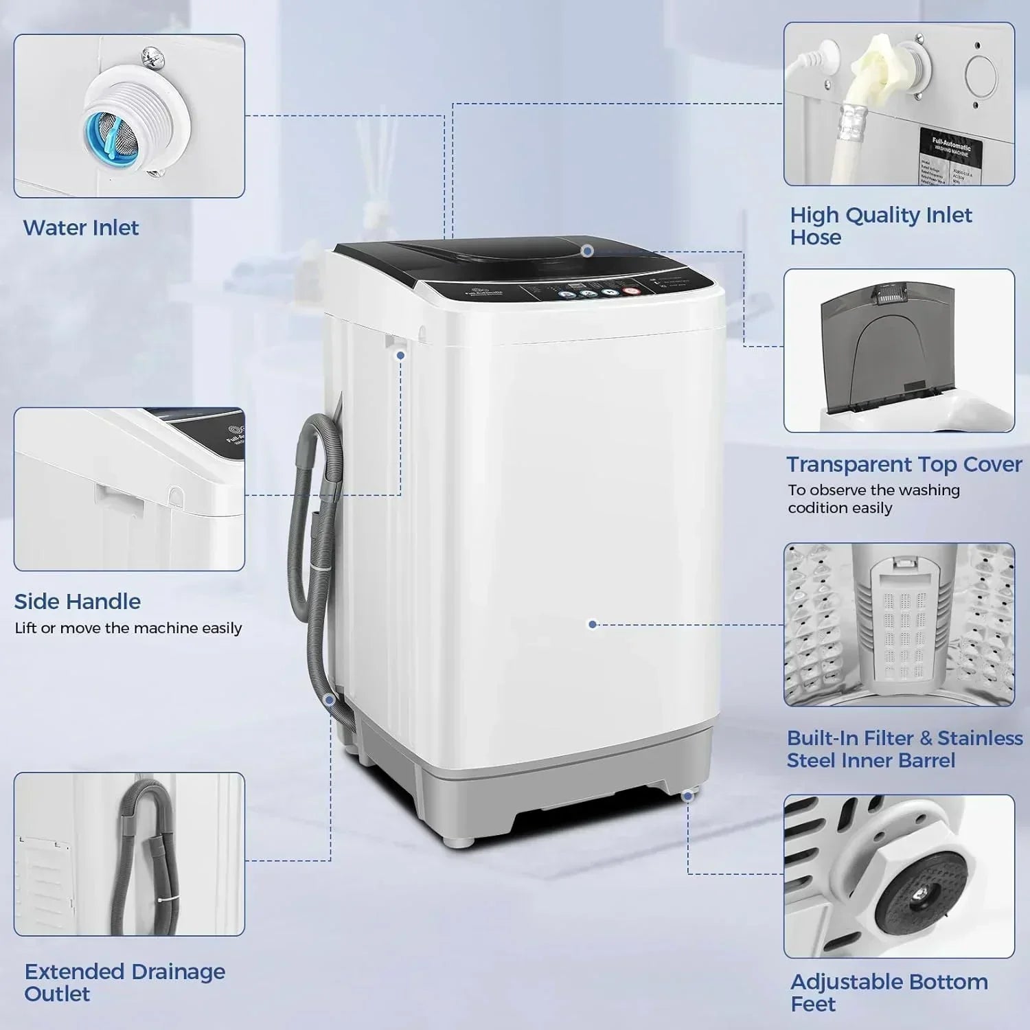 20Lbs Portable Washing Machine Nictemaw Portable Washer 2.8 Cu.ft Washer and Dryer Combo wourant