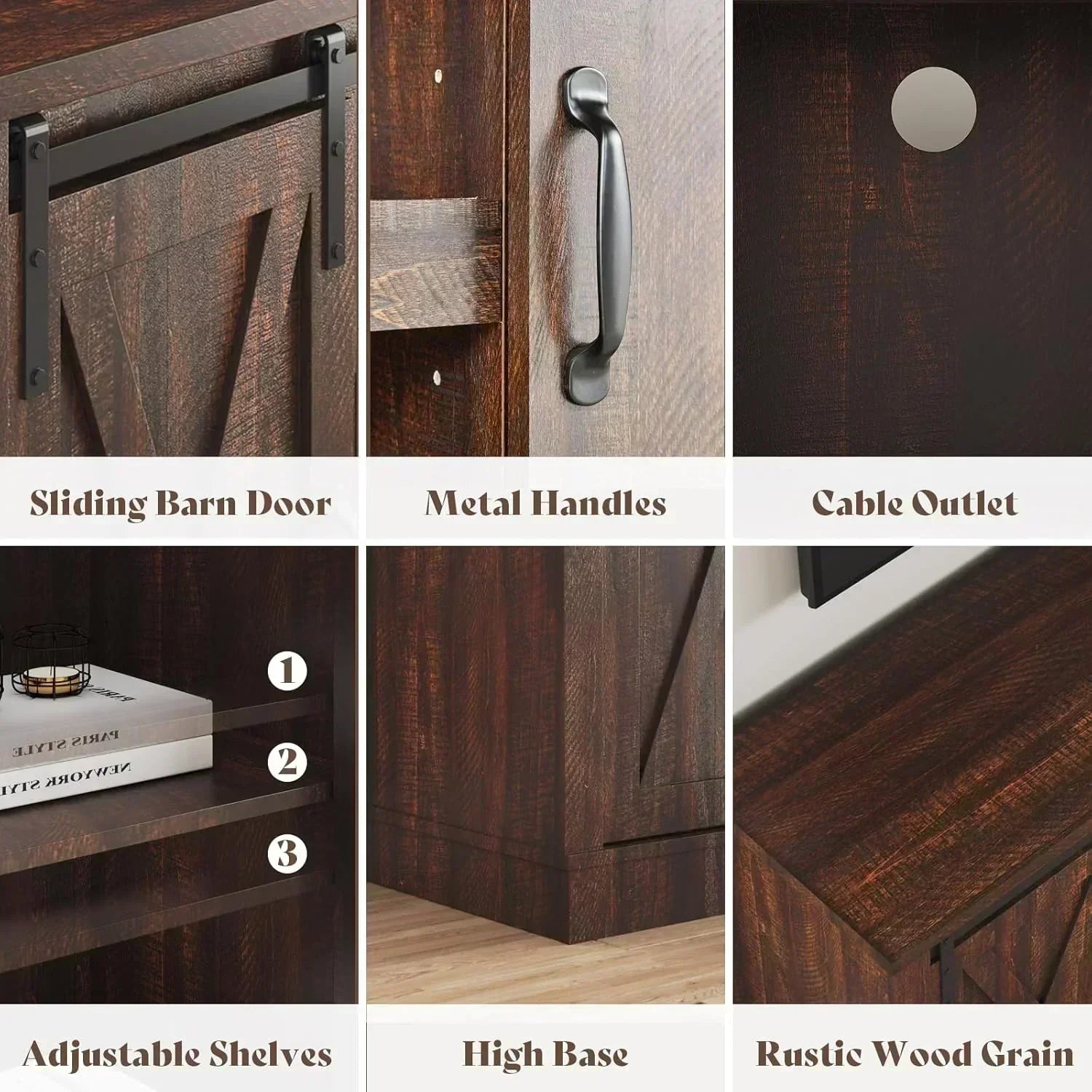 AMERLIFE Fireplace TV Stand with Sliding Barn Door  Farmhouse 63" Fireplace Entertainment Center wourant