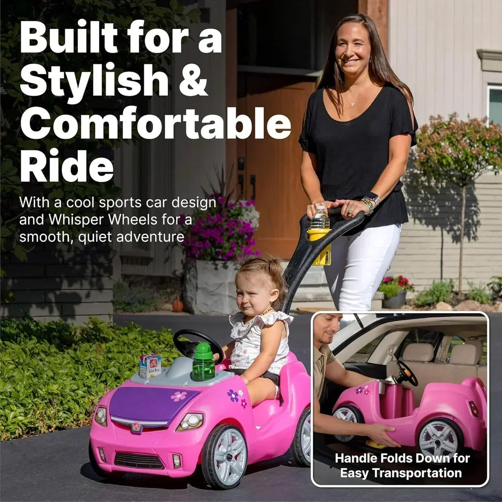 Step2 Whisper Ride II Ride On Push Toy Car Pink Ride On Car with Included Seat Belt Easy Storage wourant