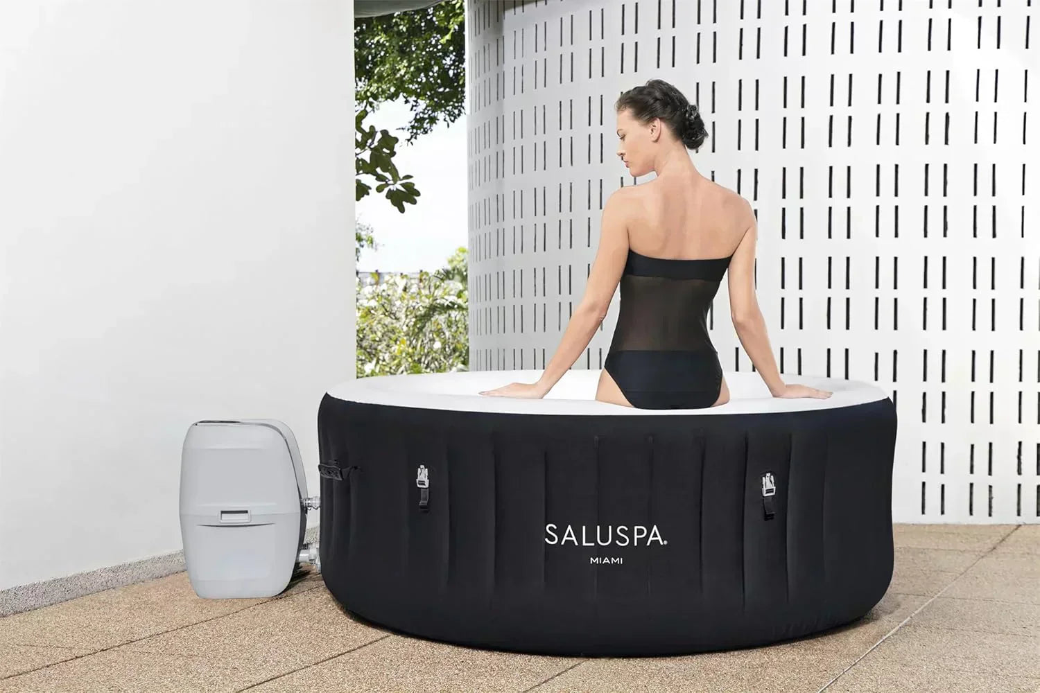 Bestway SaluSpa Miami EnergySense AirJet Inflatable Hot Tub Spa 71" x 26" Portable Hot Tub wourant