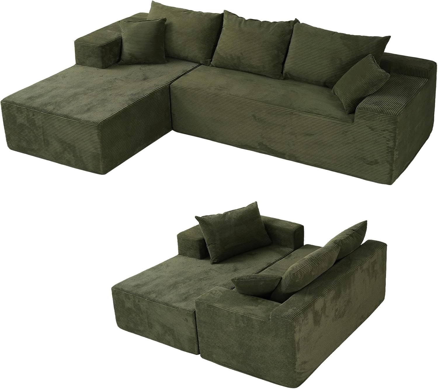 Cloud sofa with L-shaped lounge chair modern modular sofa with deep seats wourant