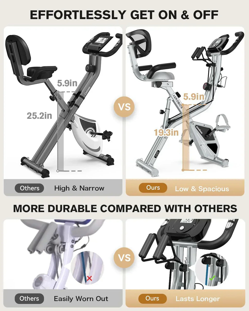 pooboo Folding Exercise Bike Foldable Fitness Stationary Bike Machine Upright Indoor Cycling Bike wourant