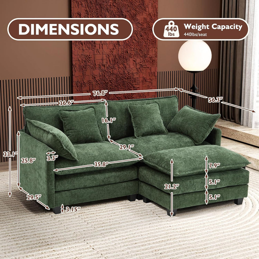 ihanherry 146-inch U-shaped modern sofa modular area cloud sofa wourant