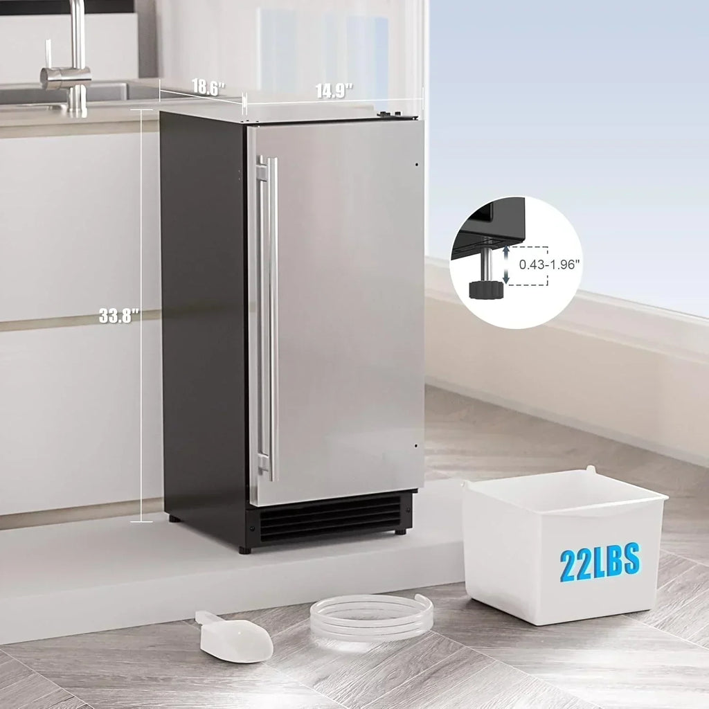 COTLIN 15" W Drainless Under Counter Ice Maker 22 LBS Storage Bin Free Standing wourant