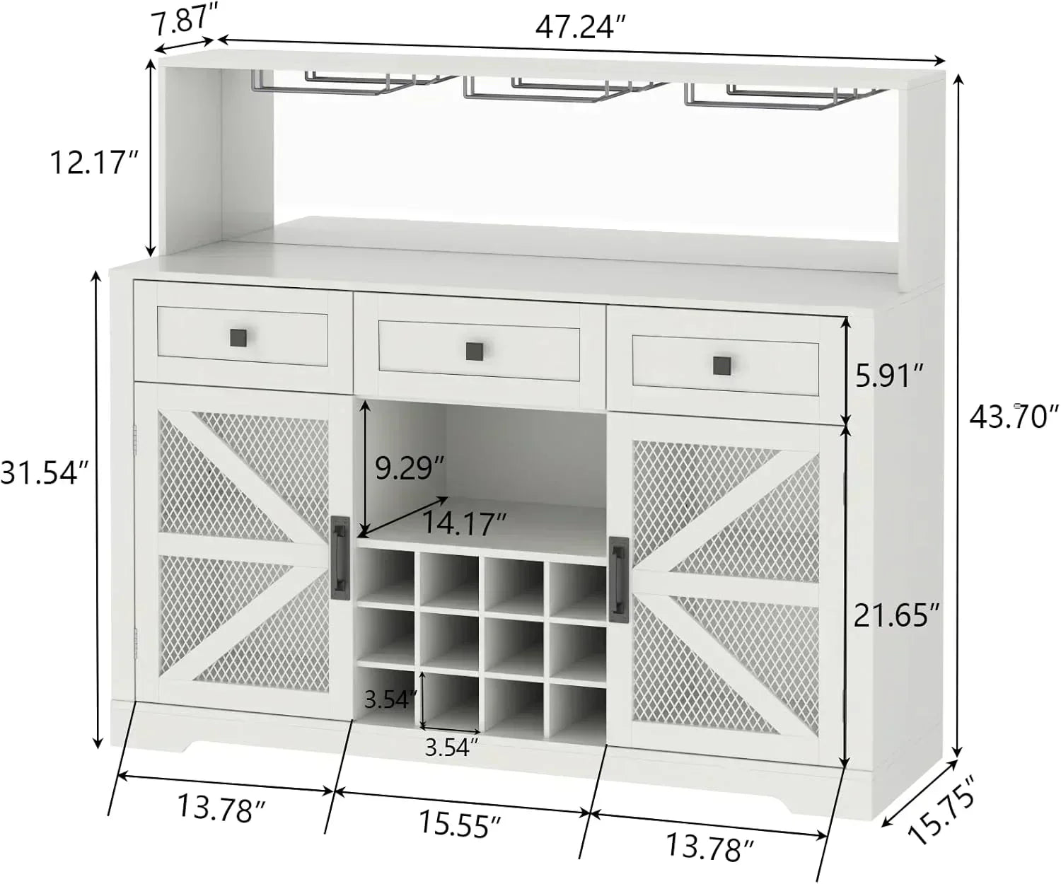 Wine Bar Cabinet with LED Light Liquor Cabinet with Glass Holder Coffee Bar for Liquor wourant