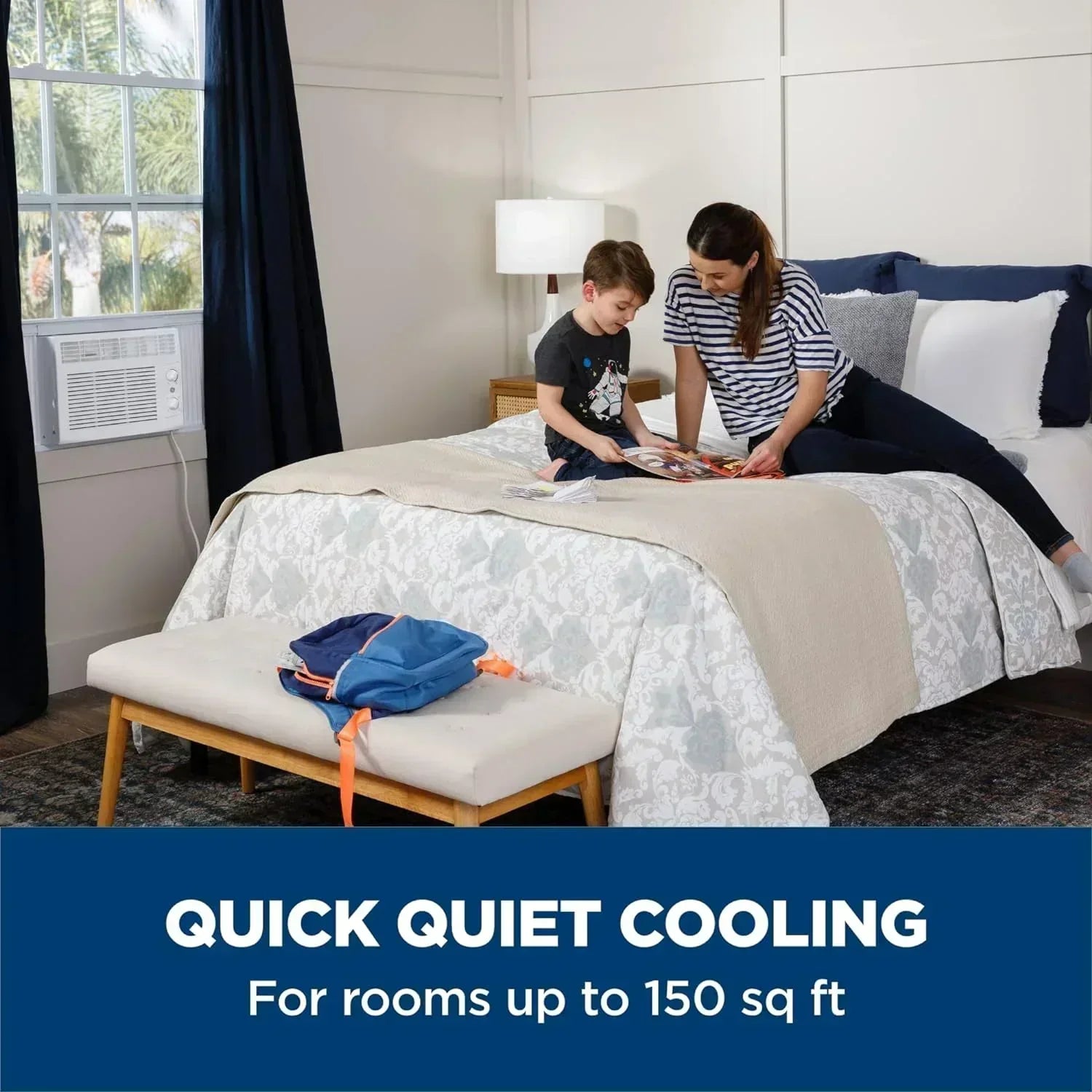 GE Window Air Conditioner Unit 5,000 BTU for Small Rooms up to 150 sq ft Manual Adjustable Fan wourant