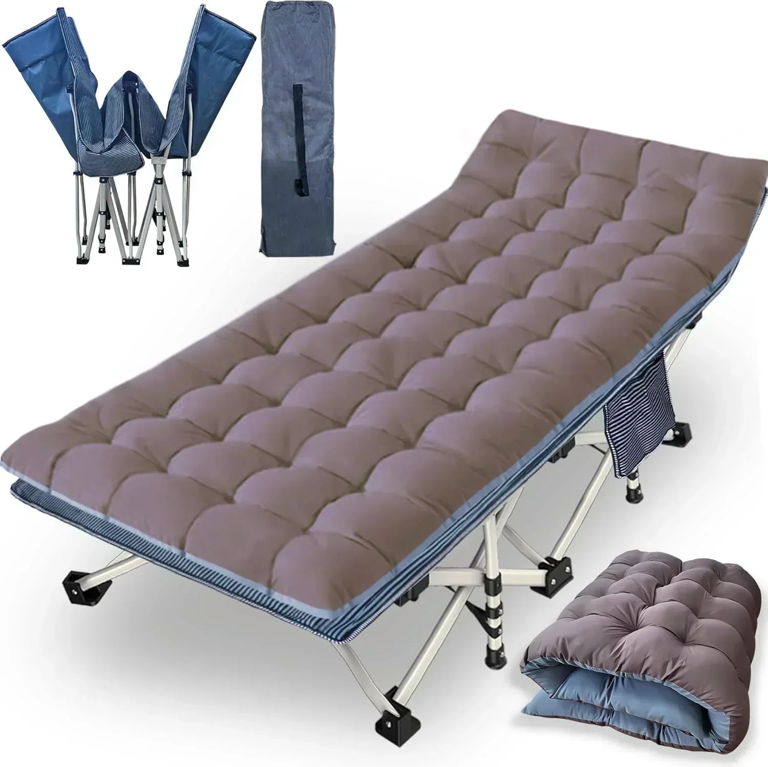 2-Pack Camping Cots with Mattress Comfortable Folding Bed Heavy Duty Baby Cot wourant