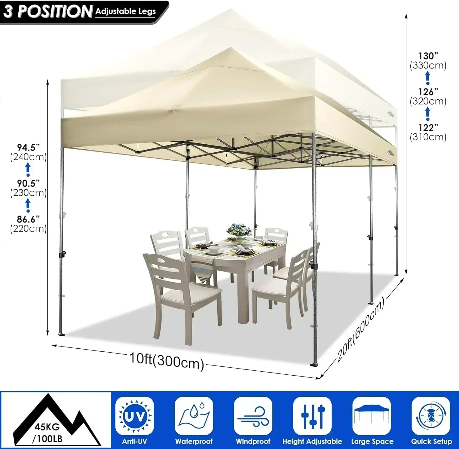 COBIZI 10x20 Heavy Duty Pop up Canopy Tent 6 sidewalls Commercial Canopy Wedding Party Tents wourant