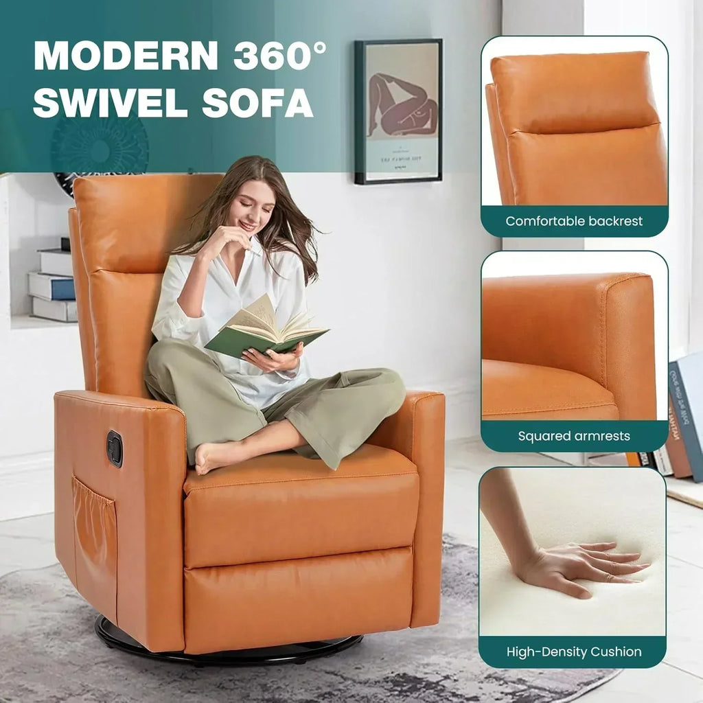 Swivel high-back rocking chair with footrest padded glider baby chair with comfortable deep seat wourant