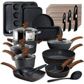 Cookware Set-17 Piece Non-stick Cooking Pan Set Black Granite Pots and Pans Set wourant