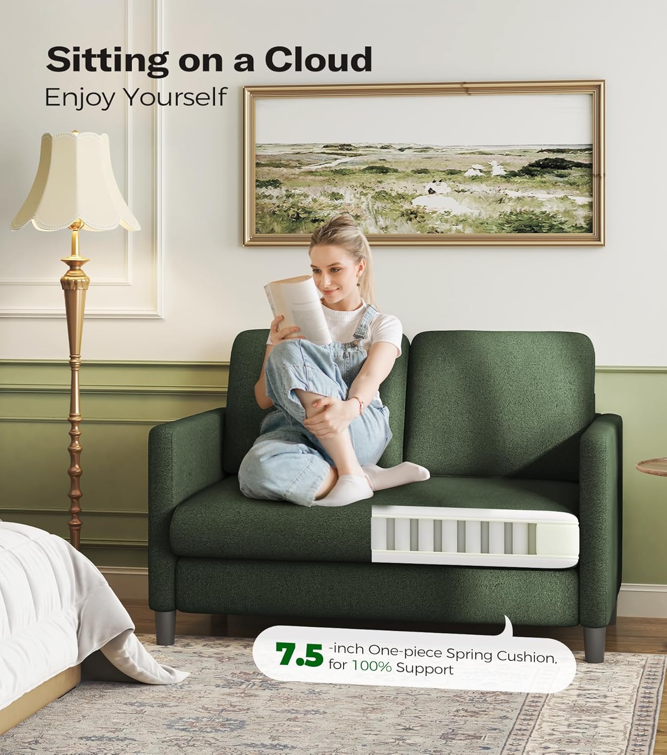 Loveseat Sofa 51" Love Seat Comfy Corduroy Small Loveseat Tool-Free Setup Couch wourant