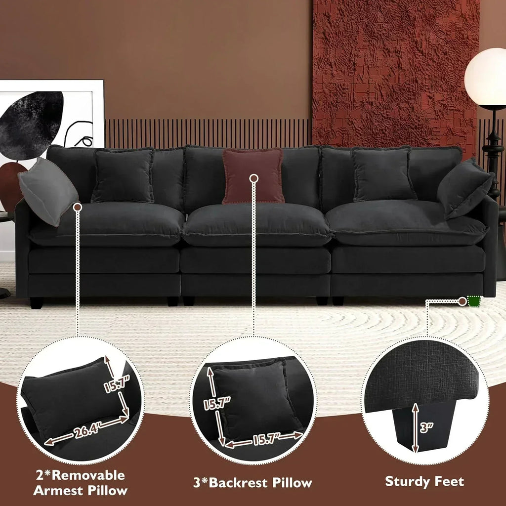 ihanherry 146-inch U-shaped modern sofa modular area cloud sofa wourant